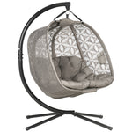 Double Hanging Chair W/ Cushion, Foldable Basket & Cupholder