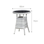 Sicilia Rattan 2 Seat Bistro Set In Dove Grey With Black Glass | 2 Seat | Dove Grey