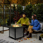 Square Propane Fire Pit Table 50,000 Btu W/ Glass