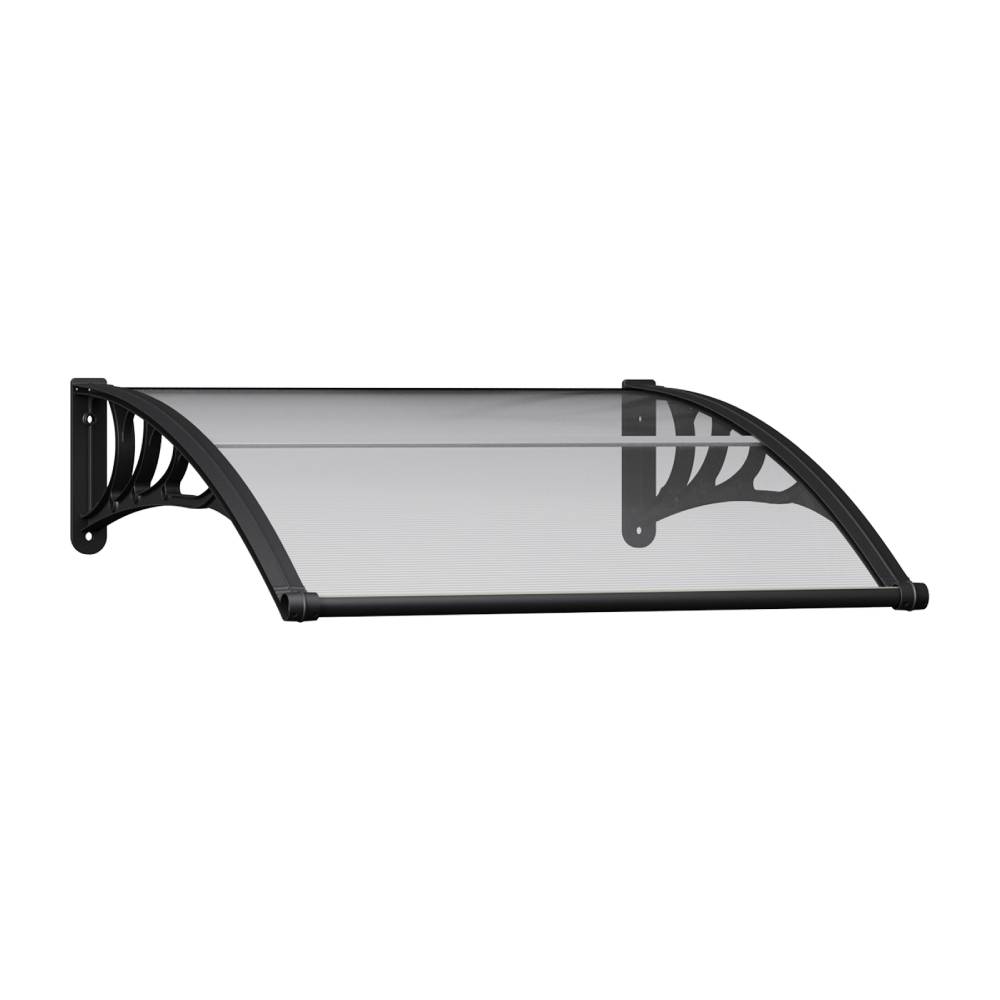 Grey Outdoor Door Canopy Window Awning With Drainage Channel 100/120/150/200cm W X 100cm D | 100cm | Grey