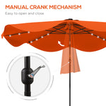 Solar Garden Parasol W/ Led, Tilt | Orange