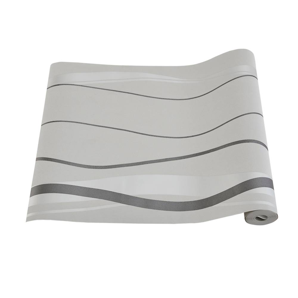 Modern Curve Striped Non-woven Wallpaper | Silver Grey