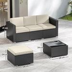 Garden Furniture Set W/ Padded Cushions Corner Sofa Set | Black
