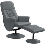 Pu Leather Armchair And Footrest Swivel Recliner W/ Ottoman | One Size | Grey