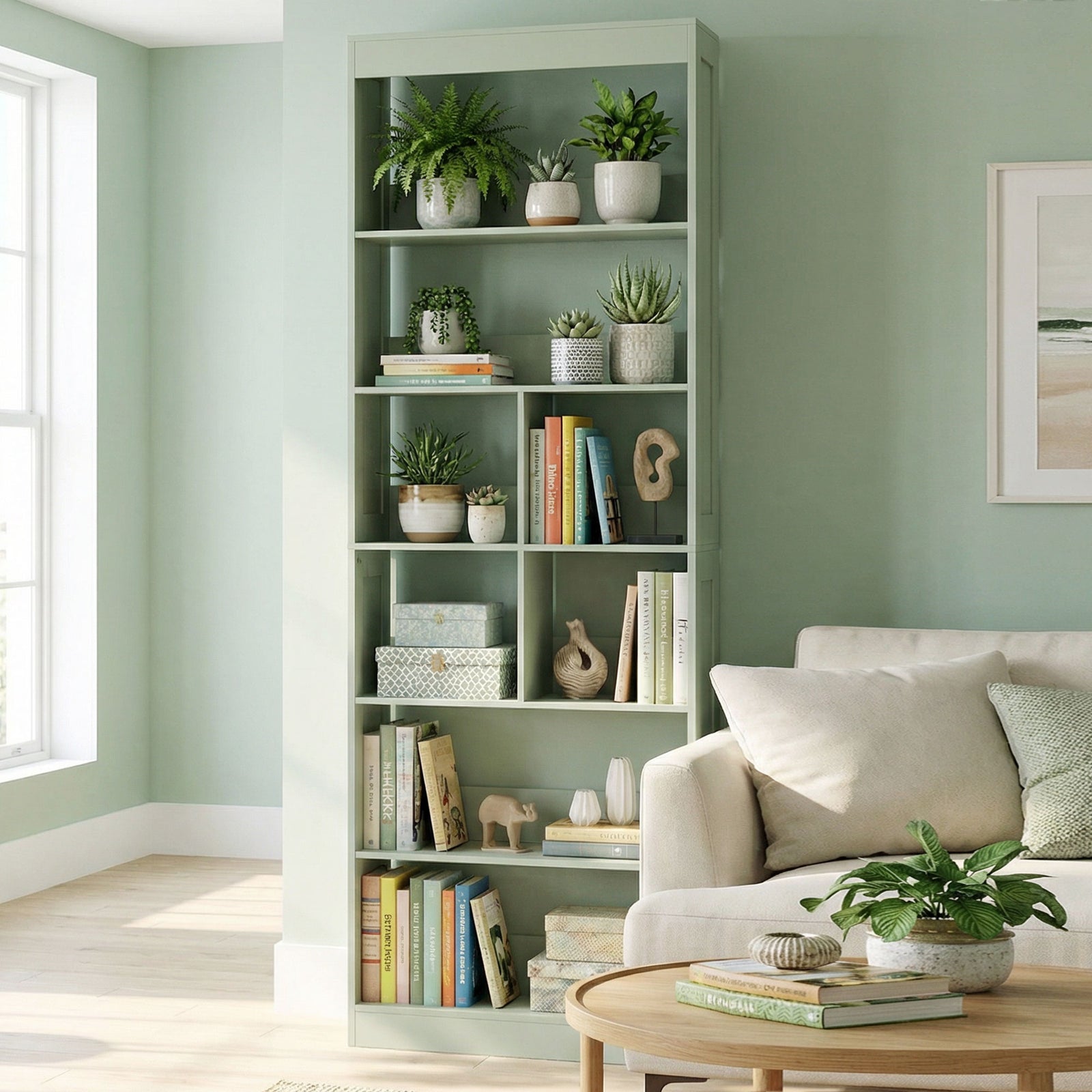 Bookcase, 6-tier Bookshelf With Anti-tipping Design | Green