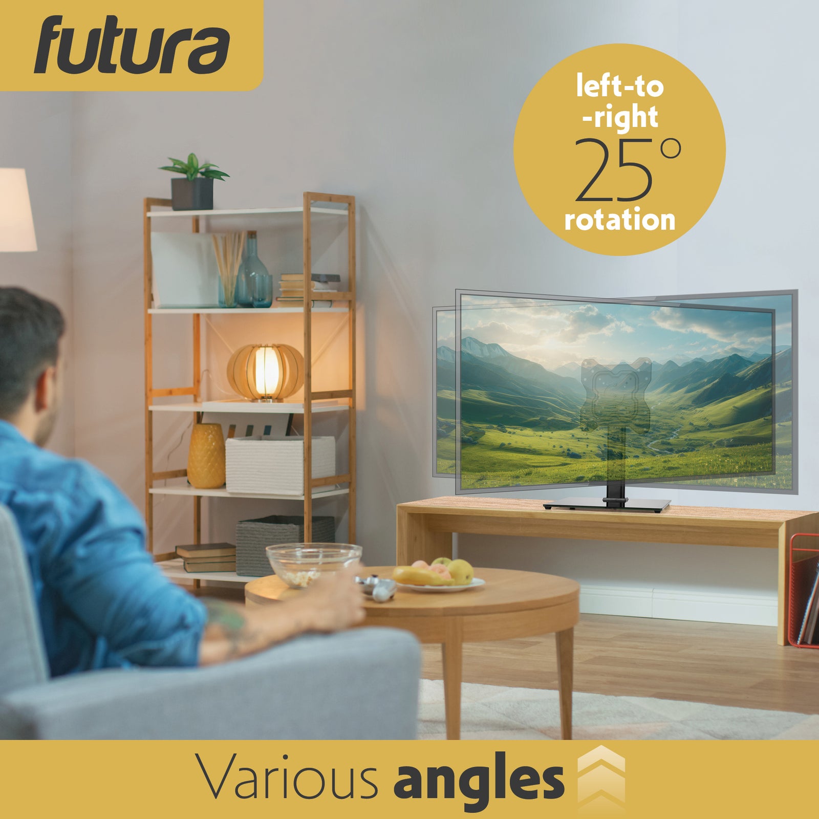 Universal Tv Stand 17 To 55 Inch Tvs, Swivel, Rotation & Height Adjustable, 20kg Load, Max Vesa 200x200mm Glass Base
