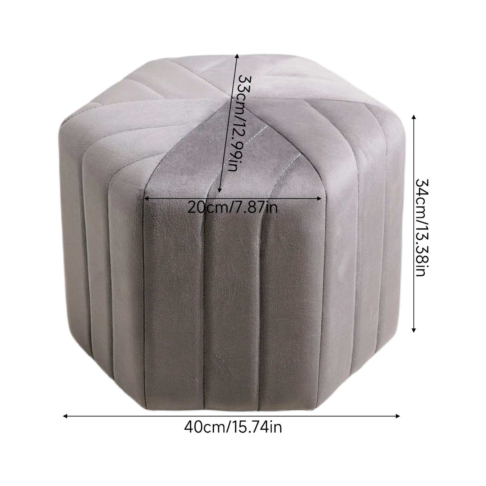 Breeins Hexagon Velvet Upholstered Footstool