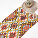 Oslo Orange, Brown And Yellow Multi Coloured 100% Cotton Diamond Pattern Rug | 200cm | Black & Brown