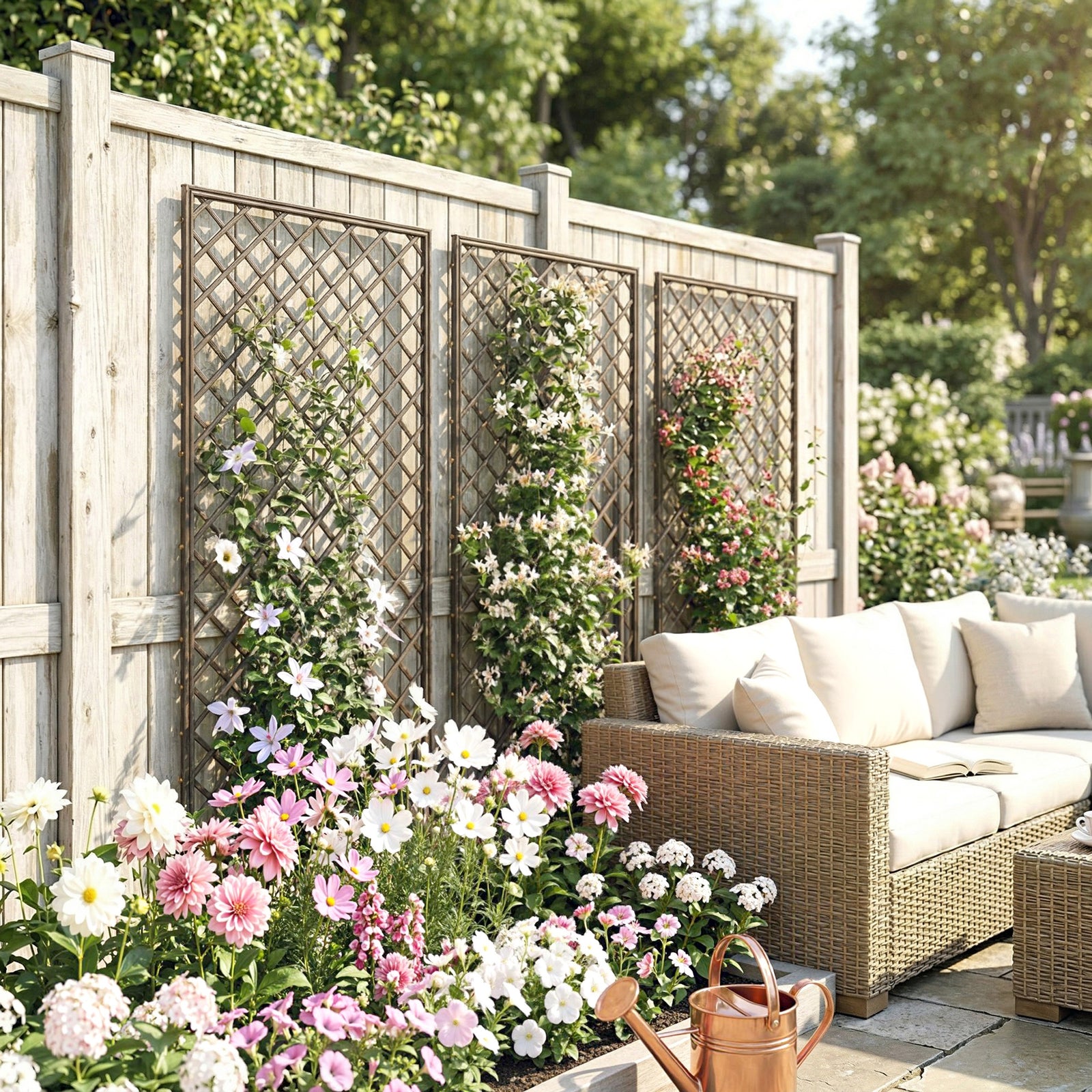 Outsunny Garden Trellis, Decorative Trellis Panels, Natural
