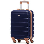 55x35x20cm Cabin Carry On Suitcase Hard Shell Overhead Luggage 100+ Airlines Approved | Cabin | Navy & Tan