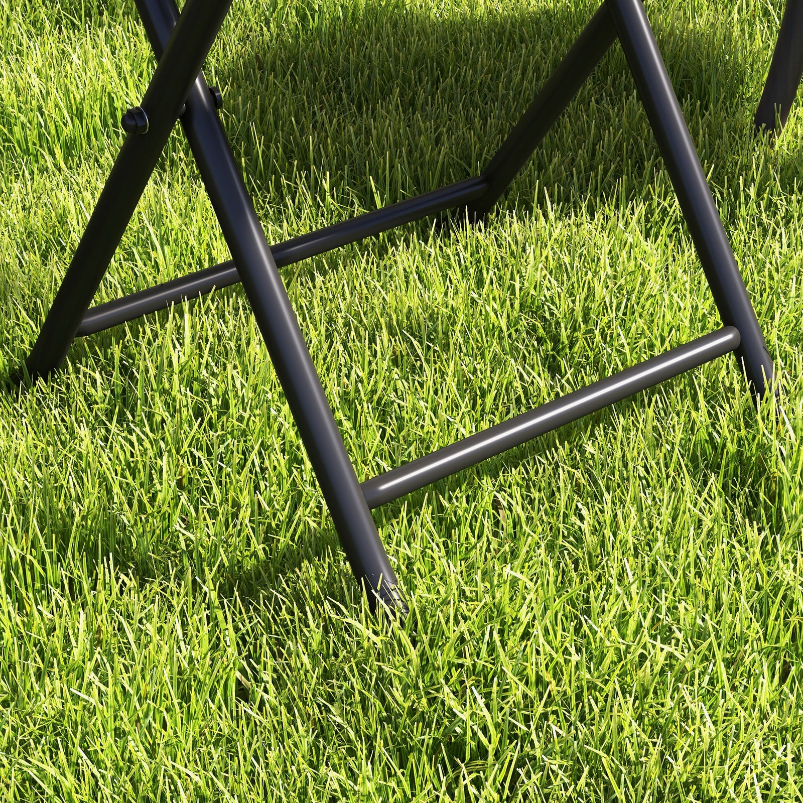Folding Round Rattan Table W/ Tempered Glass Top For Patio