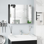Led Bathroom Mirror Cabinet With Shelves High Gloss Black