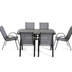 Rufford 6-seater Black And Grey Metal Garden Dining Set For Stylish Outdoor Dining | 6 | Black