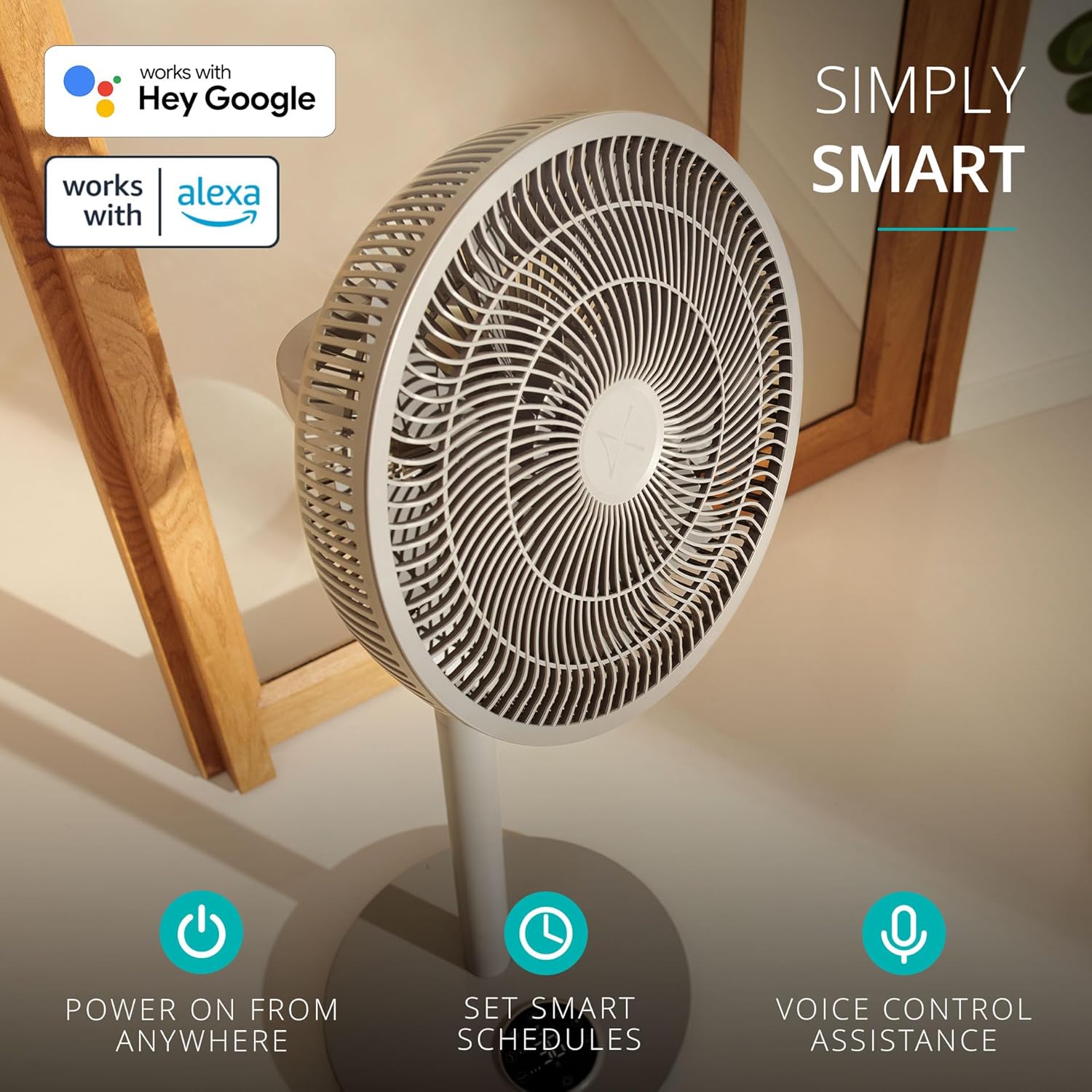 Whisper Flex 2 Smart Standing Fan With 30 Fan Speeds | Stone