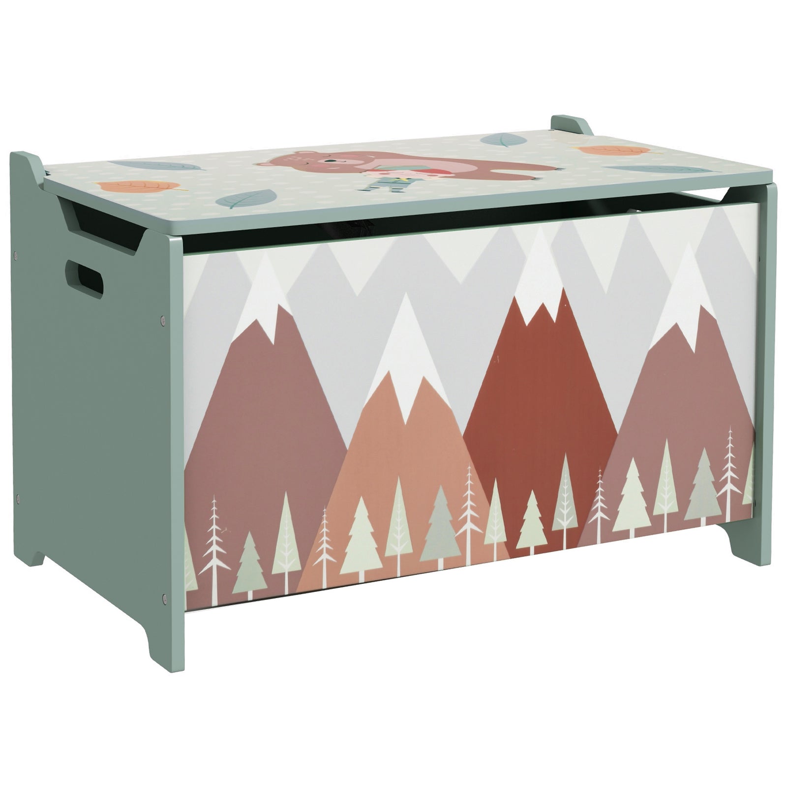 Toy Box, Kids Toy Chest With Lid, Safety Hinge | Green