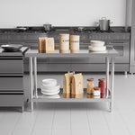 90cm/120cm/180cm×60cm×80cm H Commercial Kitchen Prep 2 Tier Work Stainless Steel Table With Backsplash | Medium