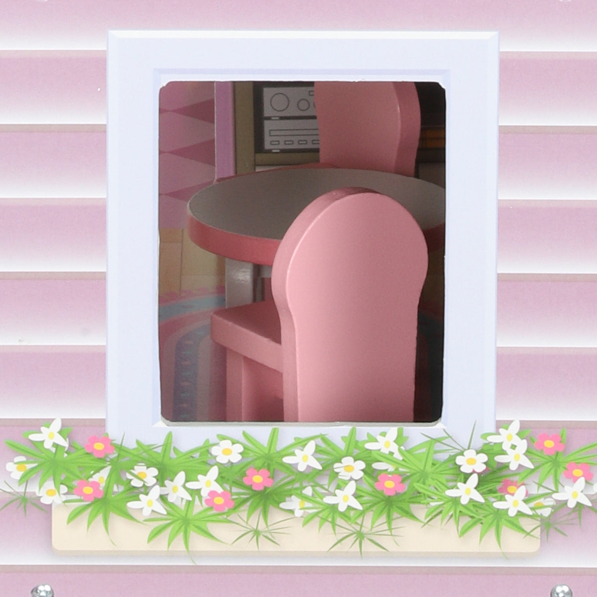 Dolls House With 8 Pieces Accessories, 3-level For 3-6 Years, Pink