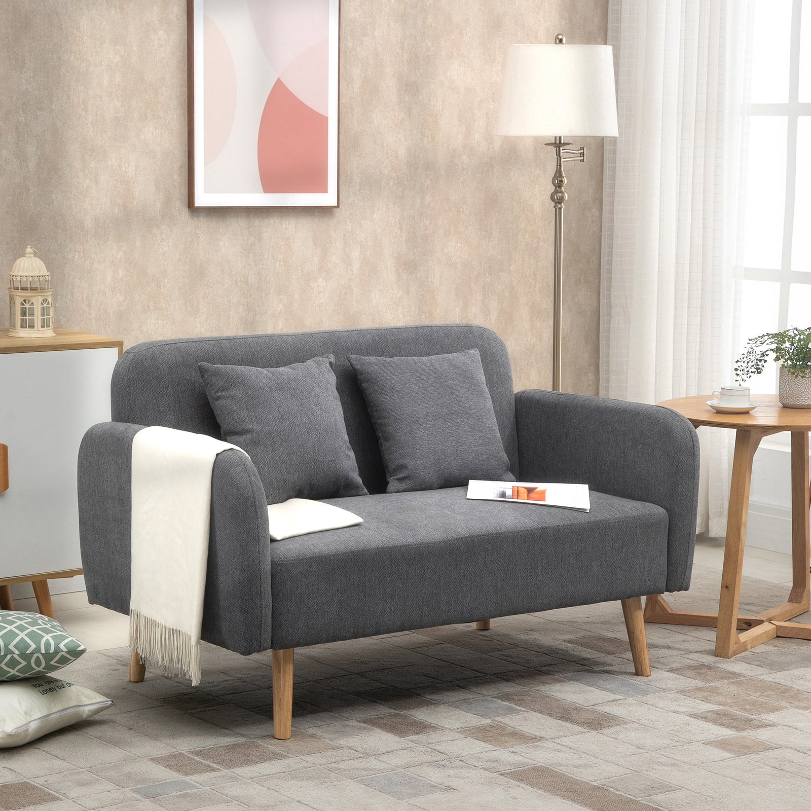 2 Seat Loveseat Sofa Chenille Fabric Upholstered Couch