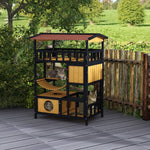 Outdoor Cat House W/ Suspension Bridge, Houses, Balcony