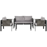 4 Piece Garden Sofa Set Tempered Glass Table