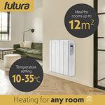Electric Radiator Panel Heater Wall Mounted Advanced Timer Digital Thermostat, Bathroom Safe Room Heater | 1000w | White
