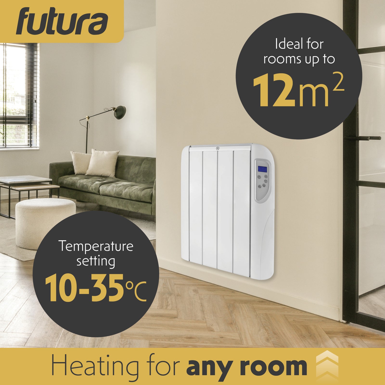Electric Radiator Panel Heater Wall Mounted Advanced Timer Digital Thermostat, Bathroom Safe Room Heater | 1000w | White