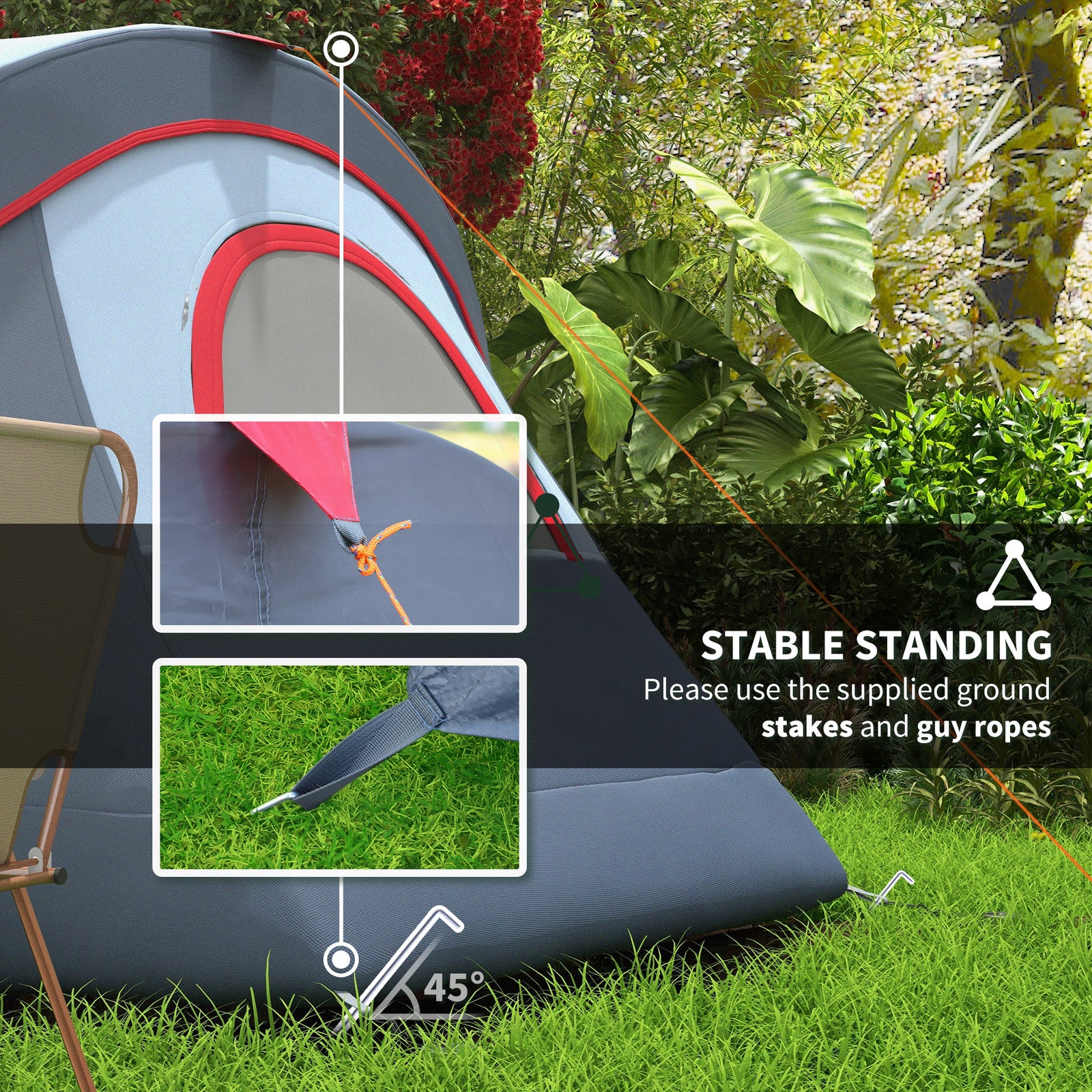 Outdoor Camping Tent For 5-6 W/ Bag, Fiberglass, Steel Frame | Gray