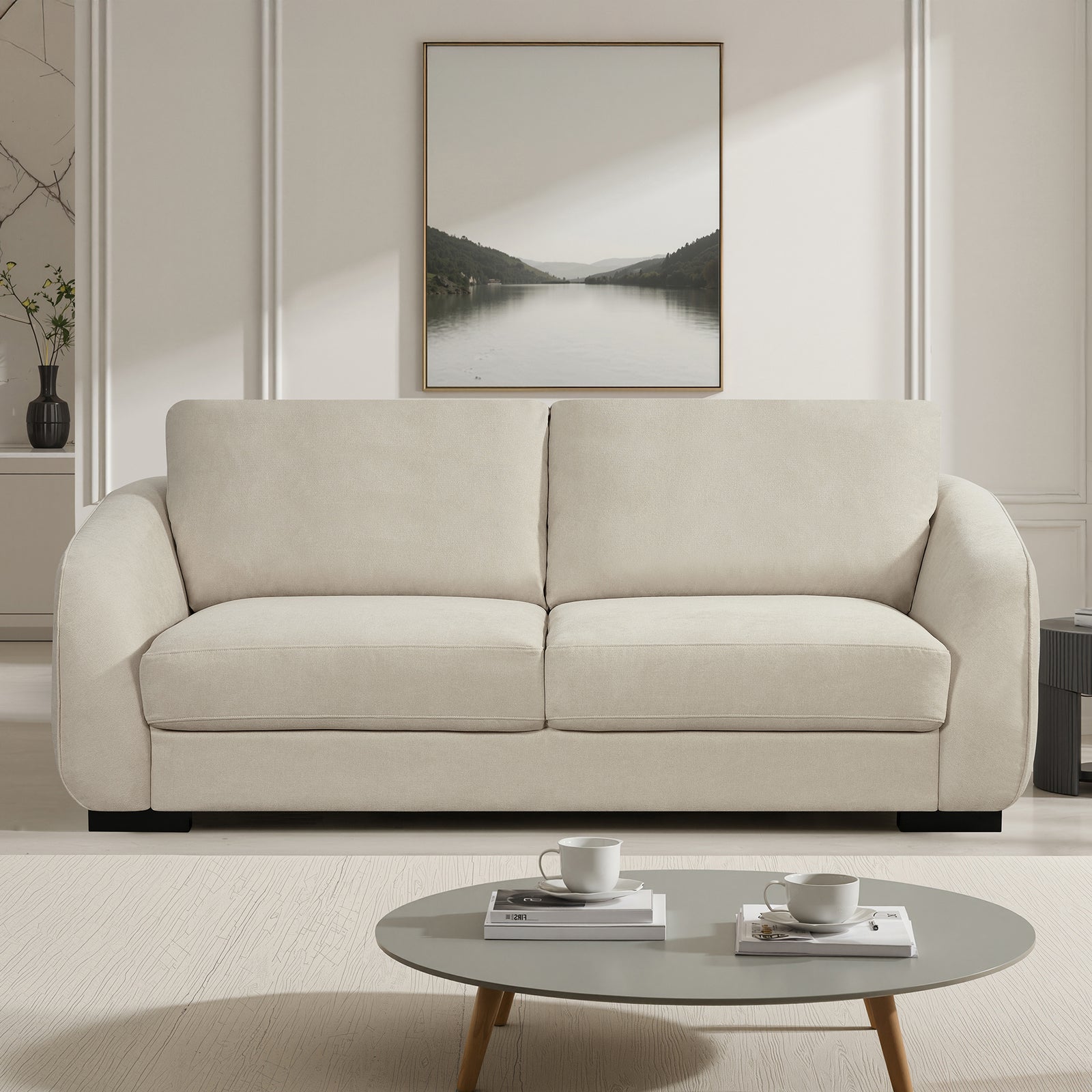 Fairview Soft Fabric 3 Seat Sofa | Ecru