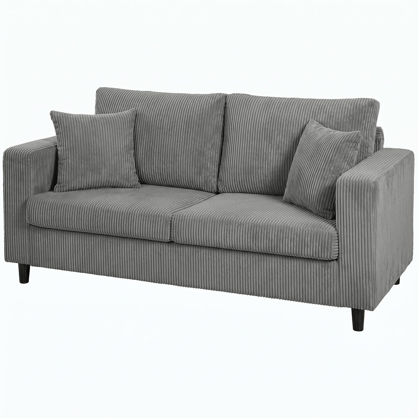 Loveseat Sofa With Wide Seat, Corduroy Upholstered | Light Grey