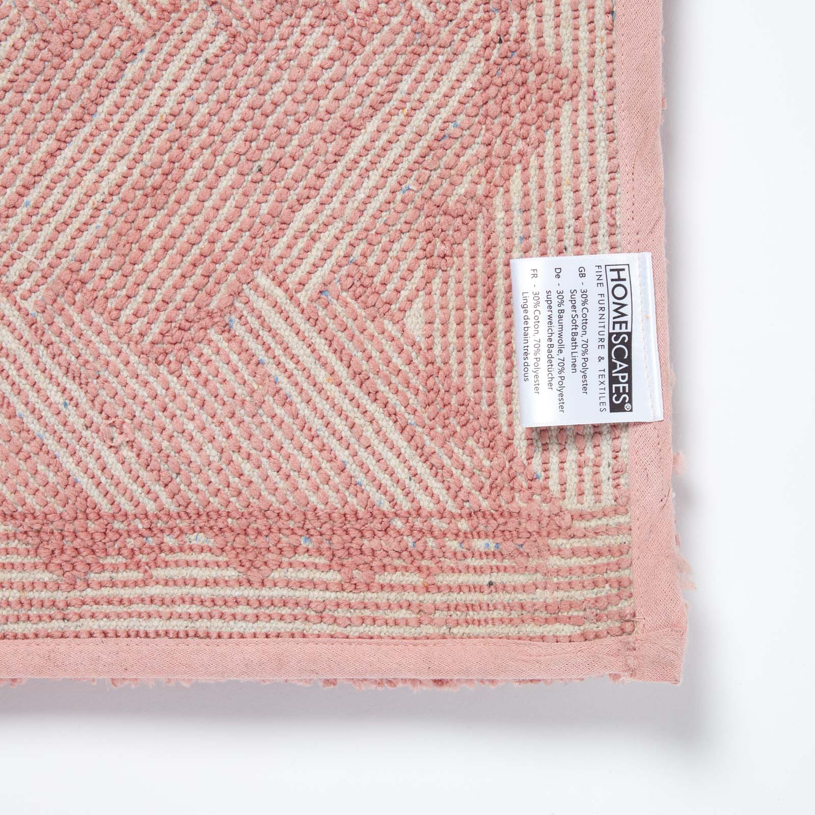 Chevron Geometric Pattern Thick Bathmat | 50 x 80cm | Blush Pink