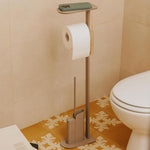 Silicone Toilet Brush With Toilet Roll Holder, Flat Collection | Sand