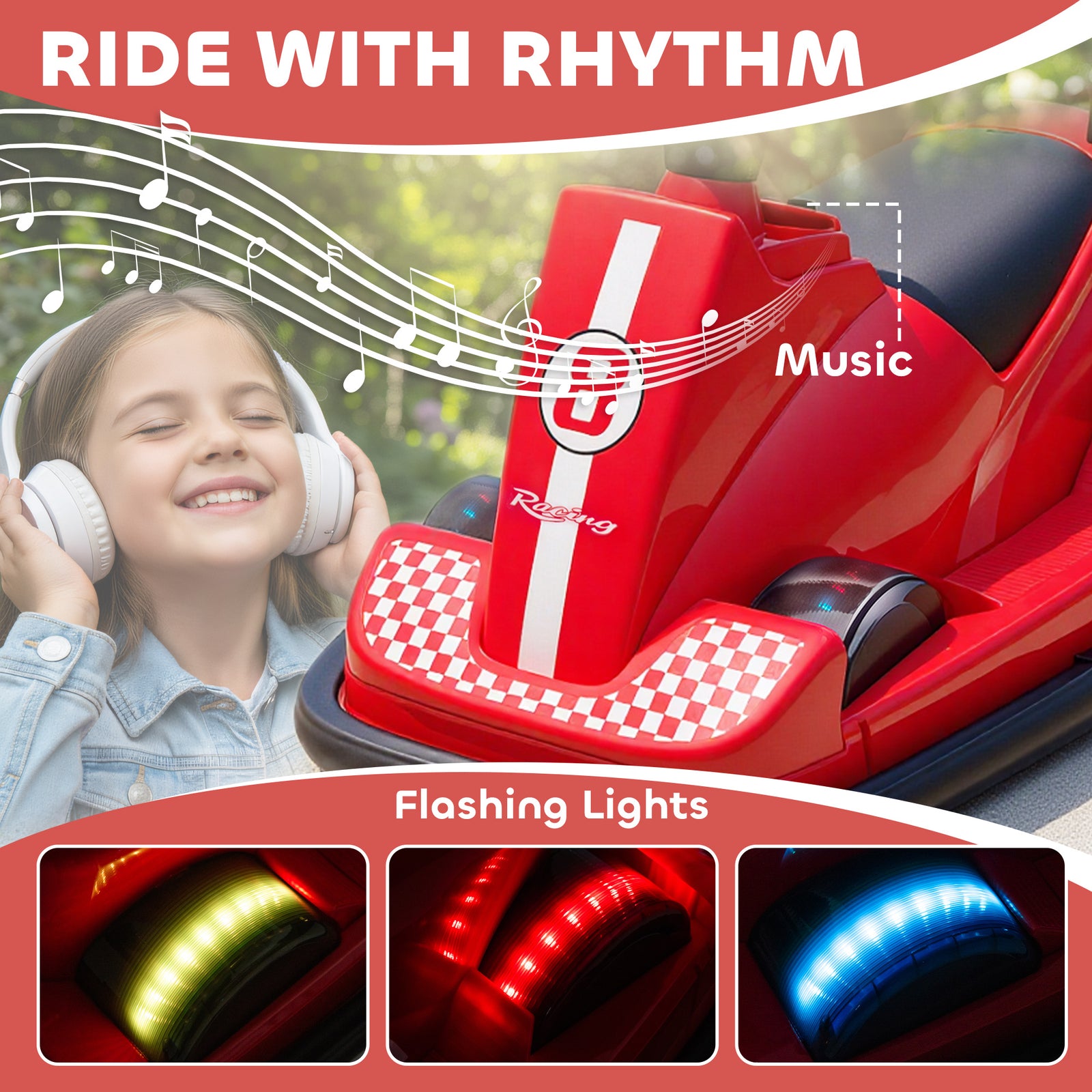 Electric Kids Bumper Car With 360 Degree Rotation Spin | Red