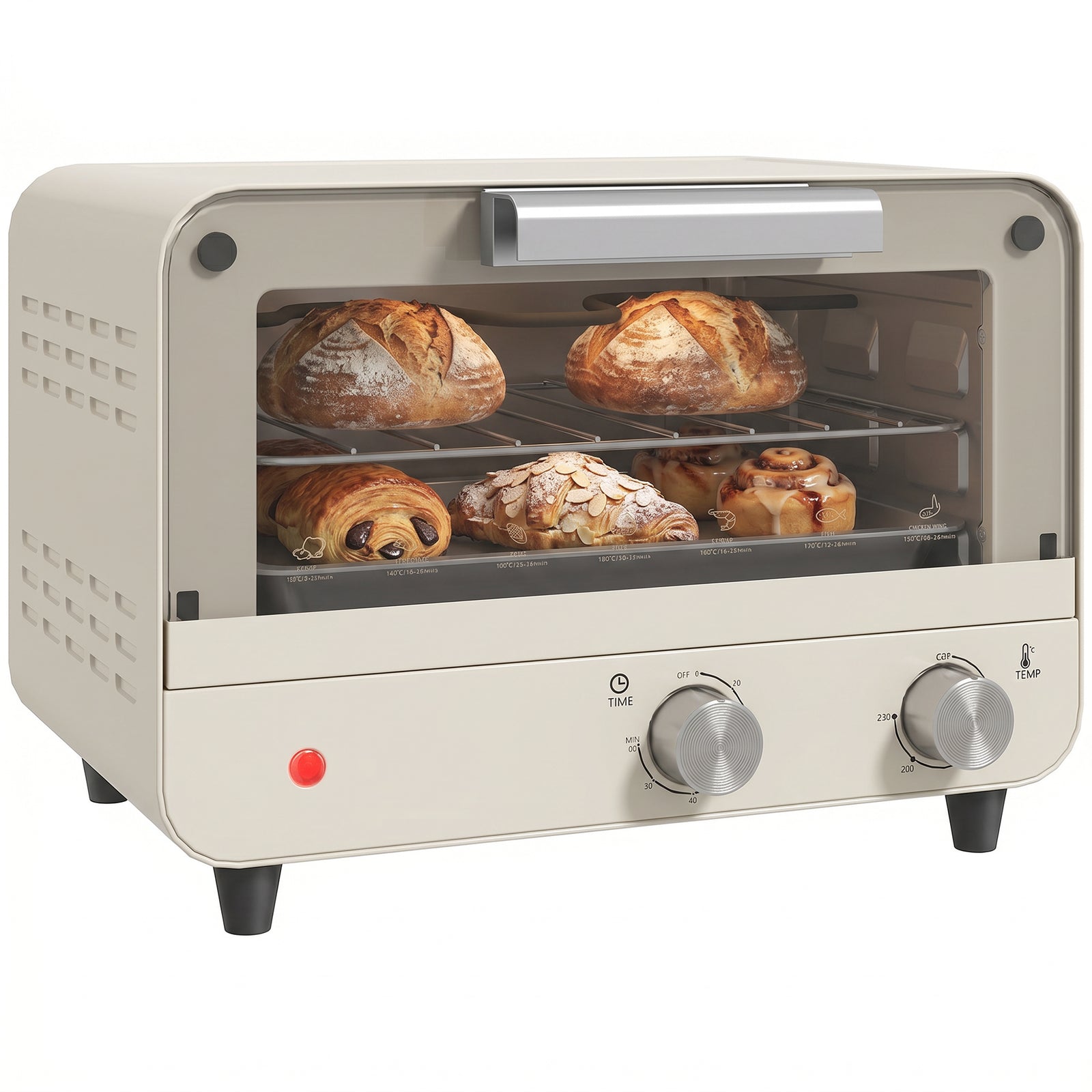 Mini Countertop Oven With Glass Door And Timer | Cream White