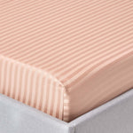Egyptian Cotton Satin Stripe Fitted Sheet 330 Tc | Small Double | Taupe