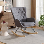 Modern Upholstered Rocking Chair For Living Room Bedroom | One Size | Grey