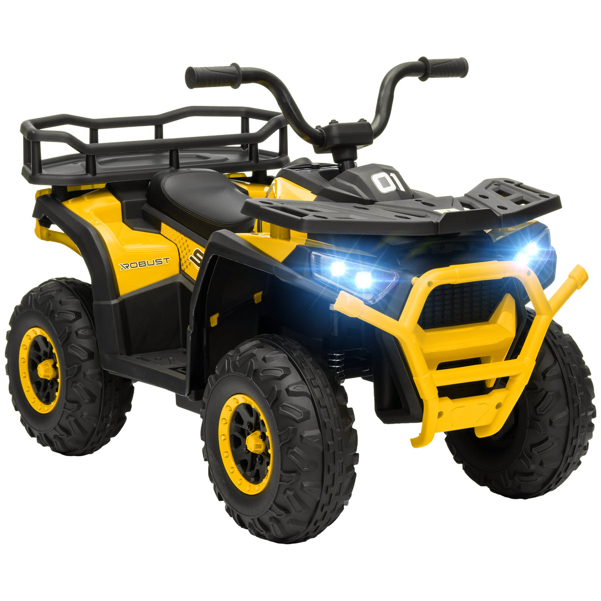 12v Kids Electric Ride On Atv W/ Spring Suspension, Storage Basket | Yellow
