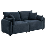 2-seater Chenille Sofa, Modern Upholstered Couch With Deep Cushions, Throw Pillows, Sturdy Wood & Iron Frame | Blue