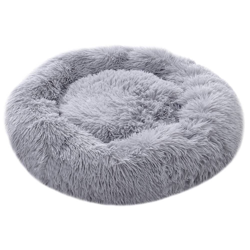 Dia 50cm Calming Donut Plush Dog Cuddler Bed Round Dog Bed | Small | Light Grey