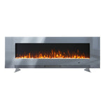 60-inch Grey Electric Fireplace, Wall Mounted Or Recessed With 12 Flame Colors & Freestanding Legs