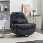 Fallon Boucle Fabric Swivel Based Recliner Chair Phone Holder | Dark Grey