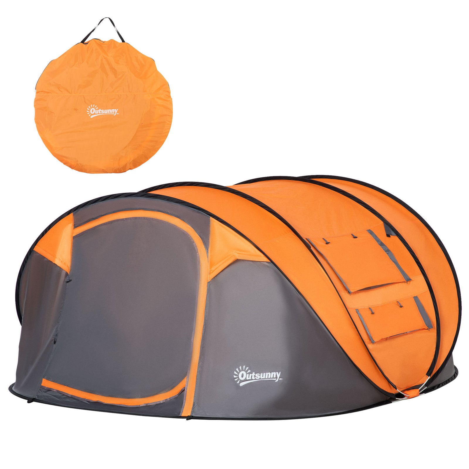 4-5 Person Camping Tent Dome Pop-up Tent  With Windows | Orange