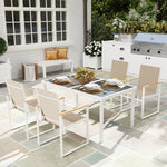 5 Piece Garden Table And Chairs W/ Tempered Glass Table Top