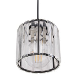 Modern 6-light Crystal Pendant Light Adjustable Linear Ceiling Fixture With Round Glass Shades