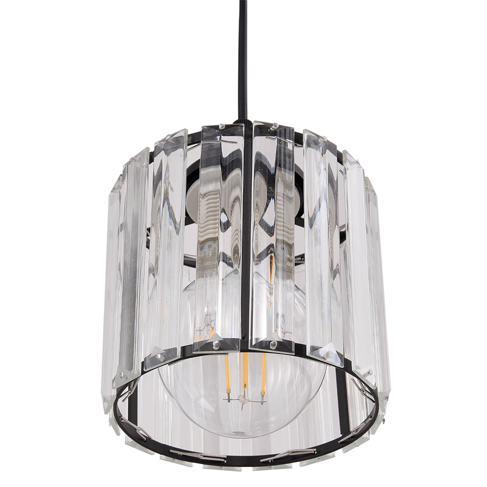 Modern 6-light Crystal Pendant Light Adjustable Linear Ceiling Fixture With Round Glass Shades