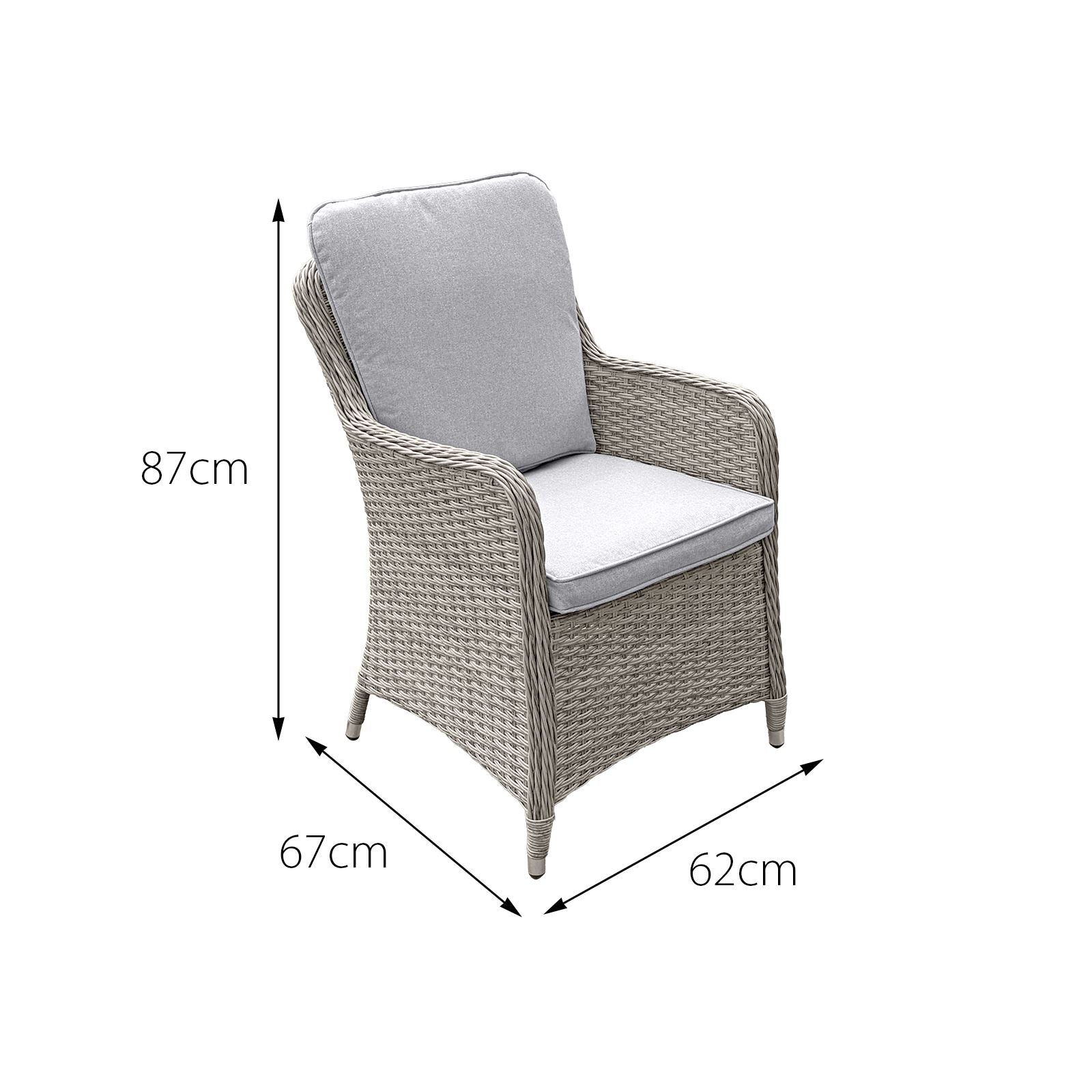 Hampton Rattan 6 Seat Dining Set In Dove Grey | Light Grey