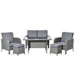 6 Pcs All Weather Pe Rattan Set W/ Cushions