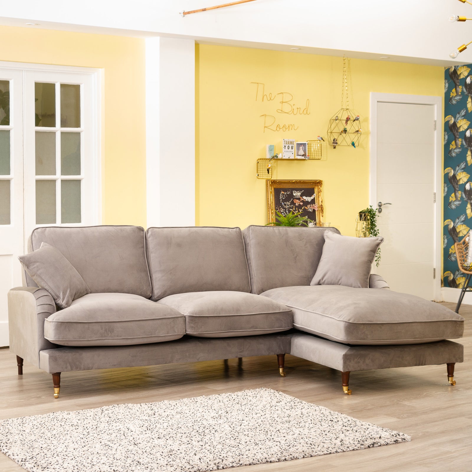 Mackenzie Large Right Hand Facing Velvet Corner Sofa | 4 | Gray