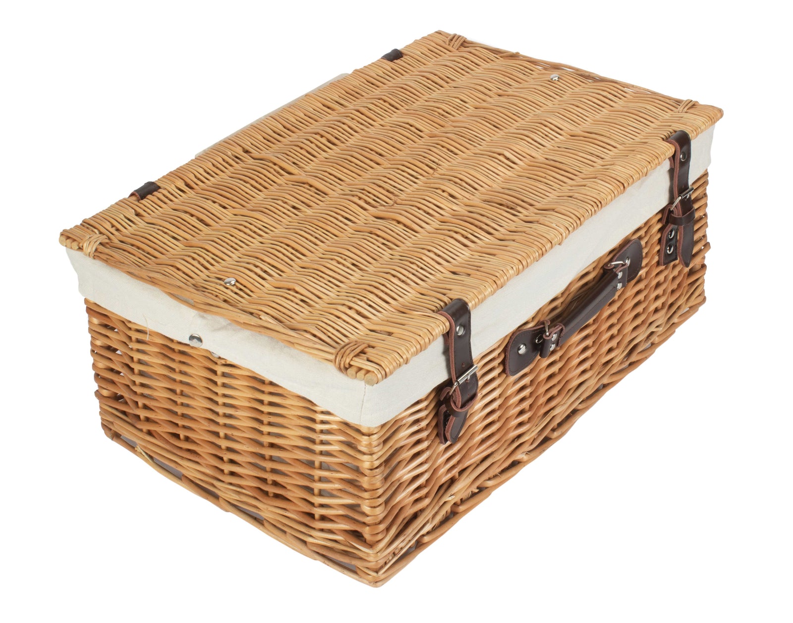 Wicker 55cm Buff Empty Picnic Basket Unlined | White