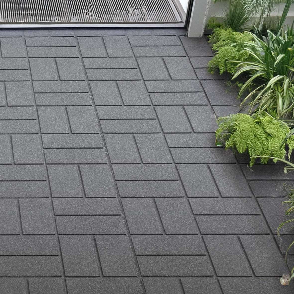 Reversable Garden Stepping Stones Decking Paver 40x40cm | Set of 4 | Dark Grey