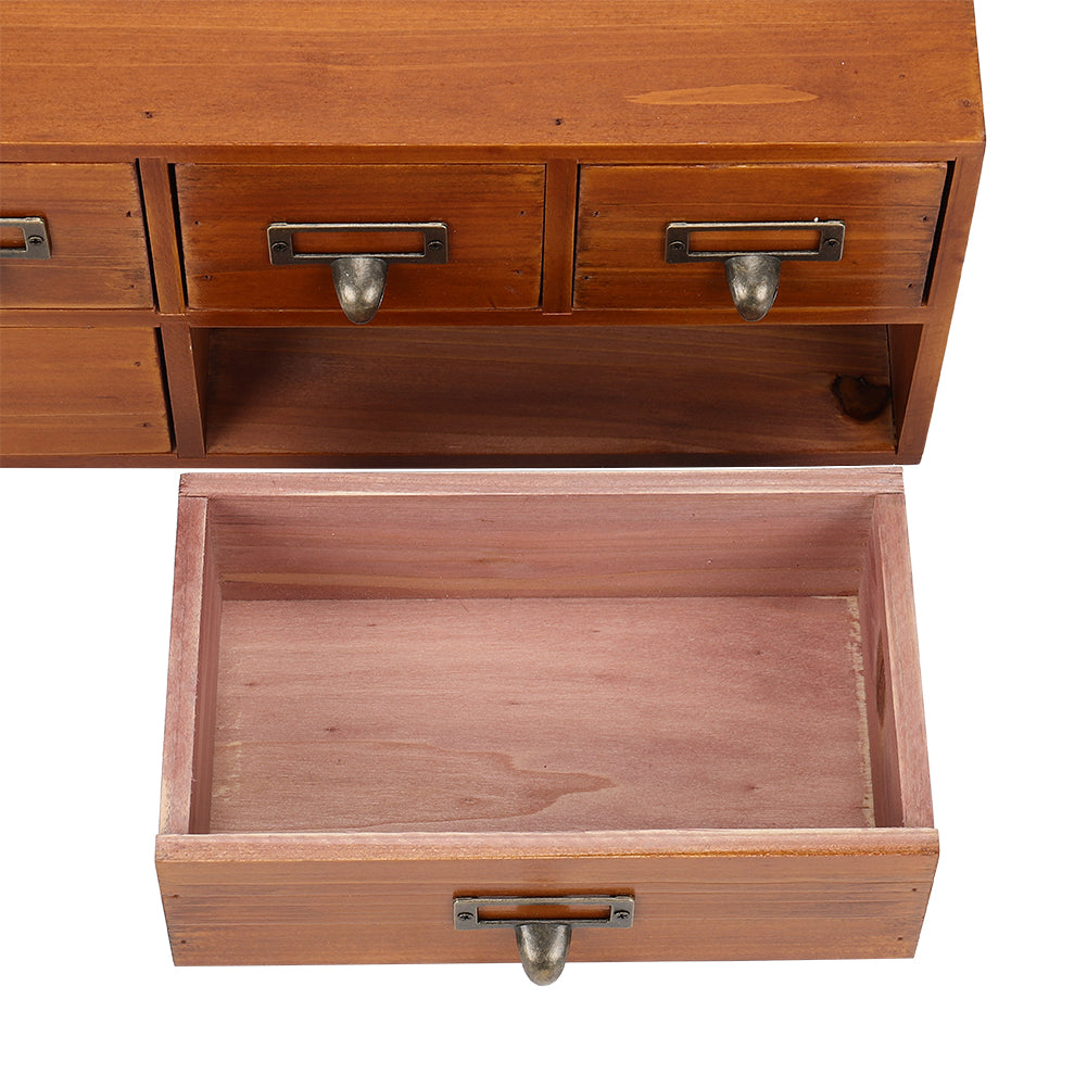 Desktop Retro Wood 6-drawer Storage Organizer